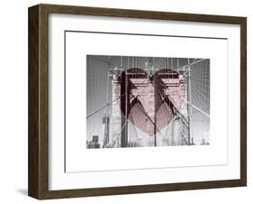 Love NY Series - The Brooklyn Bridge - Manhattan - New York - USA - B&W Photography-Philippe Hugonnard-Framed Art Print