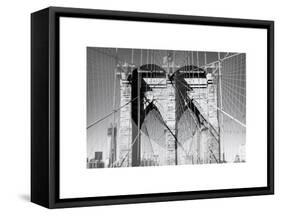 Love NY Series - The Brooklyn Bridge - Manhattan - New York - USA - B&W Photography-Philippe Hugonnard-Framed Stretched Canvas