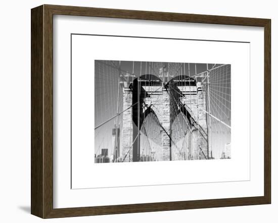 Love NY Series - The Brooklyn Bridge - Manhattan - New York - USA - B&W Photography-Philippe Hugonnard-Framed Art Print