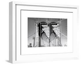 Love NY Series - The Brooklyn Bridge - Manhattan - New York - USA - B&W Photography-Philippe Hugonnard-Framed Art Print