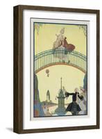 Love on the Bridge, Illustration for 'Fetes Galantes' by Paul Verlaine (1844-96) 1928-Georges Barbier-Framed Giclee Print