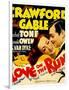 Love on the Run, Joan Crawford, Clark Gable on Window Card, 1936-null-Framed Art Print