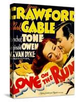 Love on the Run, Joan Crawford, Clark Gable on Window Card, 1936-null-Stretched Canvas