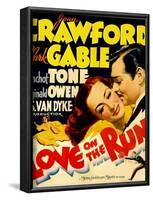 Love on the Run, Joan Crawford, Clark Gable on Window Card, 1936-null-Framed Art Print