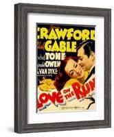 Love on the Run, Joan Crawford, Clark Gable on Window Card, 1936-null-Framed Art Print