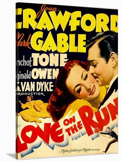 Love on the Run, Joan Crawford, Clark Gable on Window Card, 1936-null-Stretched Canvas