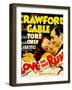 Love on the Run, Joan Crawford, Clark Gable on Window Card, 1936-null-Framed Art Print