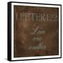 Love One Another Brown-Jace Grey-Framed Stretched Canvas