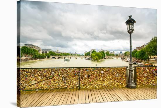 Love Padlocks on Pont Des Arts Bridge, Seine River in Paris, France.-stevanzz-Stretched Canvas