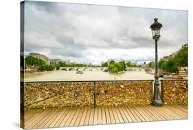 Love Padlocks on Pont Des Arts Bridge, Seine River in Paris, France.-stevanzz-Stretched Canvas