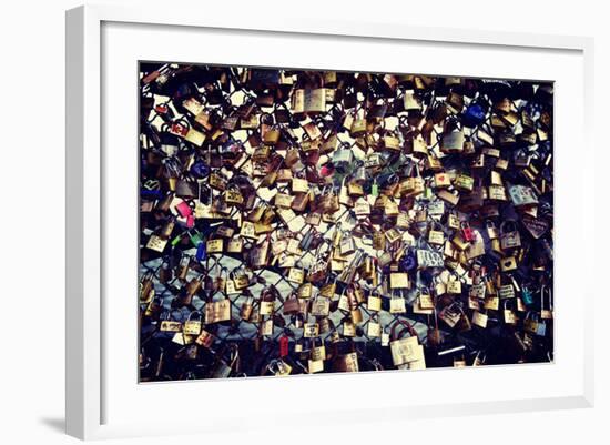 Love padlocks on the bridge - Paris - France-Philippe Hugonnard-Framed Photographic Print