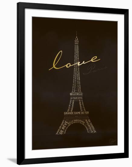 Love Paris - Black and Gold-Dominique Vari-Framed Art Print