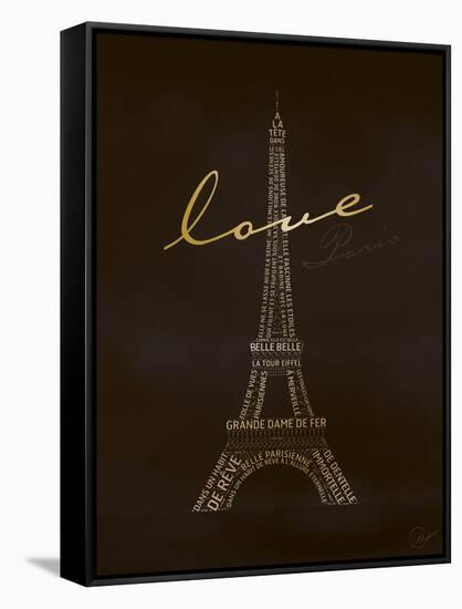 Love Paris - Black and Gold-Dominique Vari-Framed Stretched Canvas