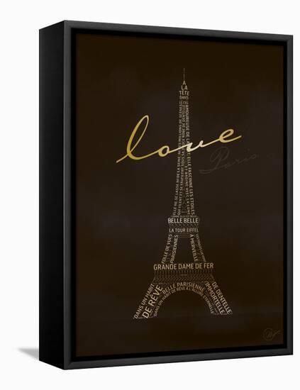 Love Paris - Black and Gold-Dominique Vari-Framed Stretched Canvas
