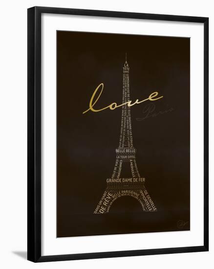 Love Paris - Black and Gold-Dominique Vari-Framed Art Print