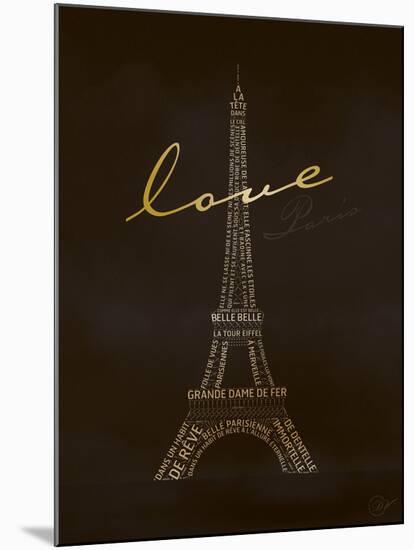 Love Paris - Black and Gold-Dominique Vari-Mounted Art Print