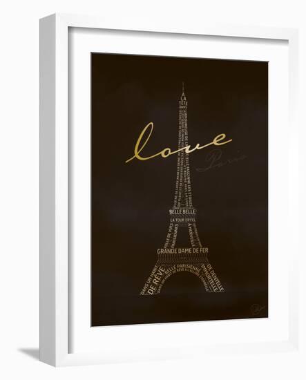 Love Paris - Black and Gold-Dominique Vari-Framed Art Print