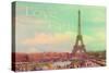 Love Paris Eiffel Tower-Cora Niele-Stretched Canvas