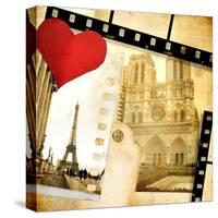 Love Paris - Vintage Photo-Album-Maugli-l-Stretched Canvas