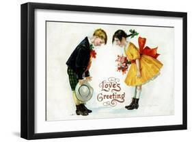 Love's Greeting Postcard by Ellen H. Clapsaddle-David Pollack-Framed Giclee Print