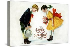 Love's Greeting Postcard by Ellen H. Clapsaddle-David Pollack-Stretched Canvas