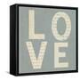 Love Script on Blue-Tom Quartermaine-Framed Stretched Canvas