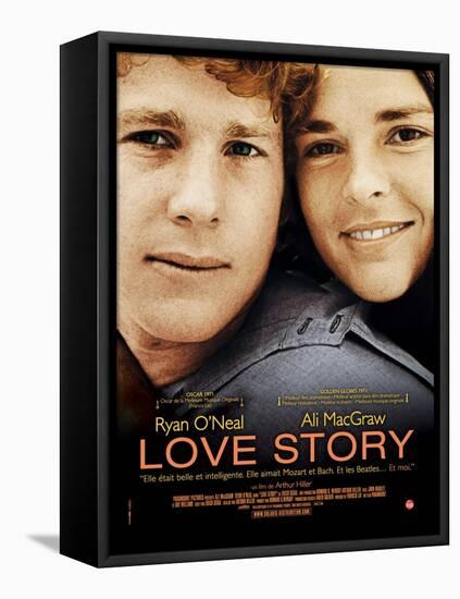 Love Story, Ryan O'Neal, Ali Macgraw, French Poster Art, 1970-null-Framed Stretched Canvas