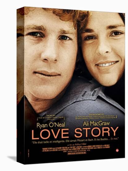 Love Story, Ryan O'Neal, Ali Macgraw, French Poster Art, 1970-null-Stretched Canvas