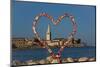 Love Symbol, Red Heart, Tower of Euphrasian Bascilica in the background, Old Town, Porec, Croatia-Richard Maschmeyer-Mounted Photographic Print