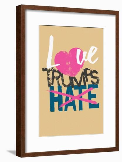 Love Trumps Hate (Vintage Brown)-null-Framed Poster