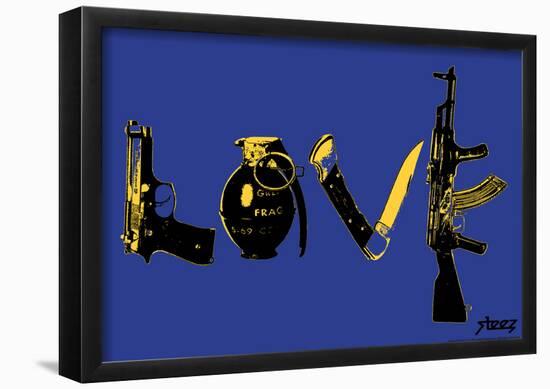 Love (Weapons) Blue Steez Poster-Steez-Framed Poster