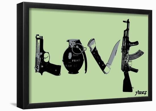 Love (Weapons) Green Steez Poster-Steez-Framed Poster