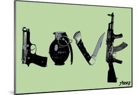 Love (Weapons) Green Steez Poster-Steez-Mounted Poster