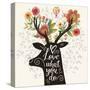 Love What You Do. Incredible Deer Silhouette with Awesome Flowers in Horns. Lovely Spring Concept D-smilewithjul-Stretched Canvas