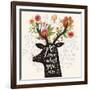 Love What You Do. Incredible Deer Silhouette with Awesome Flowers in Horns. Lovely Spring Concept D-smilewithjul-Framed Art Print