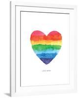 Love Wins Watercolor Rainbow Heart-Brett Wilson-Framed Art Print