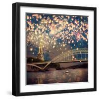 Love Wish Lanterns Over Paris-Paula Belle Flores-Framed Art Print