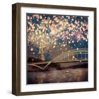 Love Wish Lanterns Over Paris-Paula Belle Flores-Framed Art Print