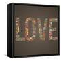 Love Word Made of Flowers, Birds and Leafs-smilewithjul-Framed Stretched Canvas