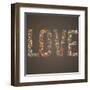 Love Word Made of Flowers, Birds and Leafs-smilewithjul-Framed Art Print