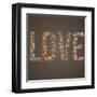 Love Word Made of Flowers, Birds and Leafs-smilewithjul-Framed Art Print