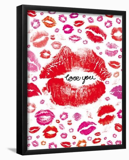 Love You (Lips, Kisses) Art Poster Print-null-Framed Mini Poster