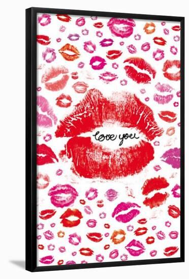 Love You (Lips, Kisses) Art Poster Print-null-Framed Standard Poster