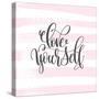 Love Yourself - Hand Lettering Inscription Text Design, Love Letters on Abstract Pink Brush Stroke-karakotsya-Stretched Canvas