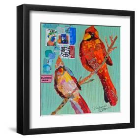 Lovebirds Cardinals-null-Framed Art Print