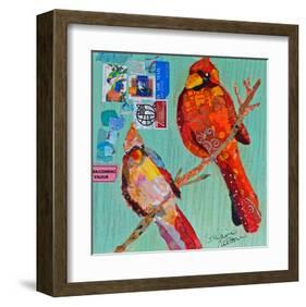 Lovebirds Cardinals-null-Framed Art Print