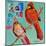Lovebirds Cardinals-null-Mounted Art Print