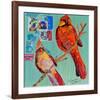 Lovebirds Cardinals-null-Framed Art Print