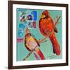 Lovebirds Cardinals-null-Framed Art Print