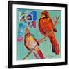 Lovebirds Cardinals-null-Framed Art Print